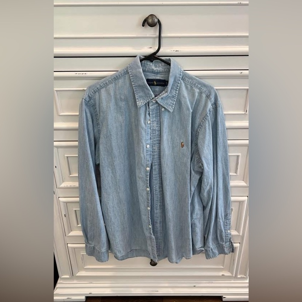 Ralph Lauren Men's Light Blue Denim Shirt